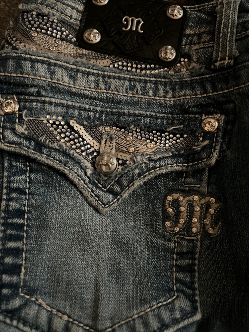 Miss Me Blue Denim Bootcut Jeans with Rhinestone Pocket New